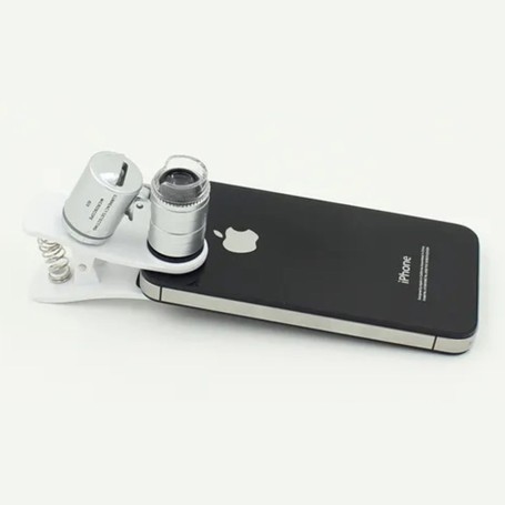 LUPA 60x Clip MICROSCOPIO Led/uv PARA SMARTPHONES UNIVERSAL